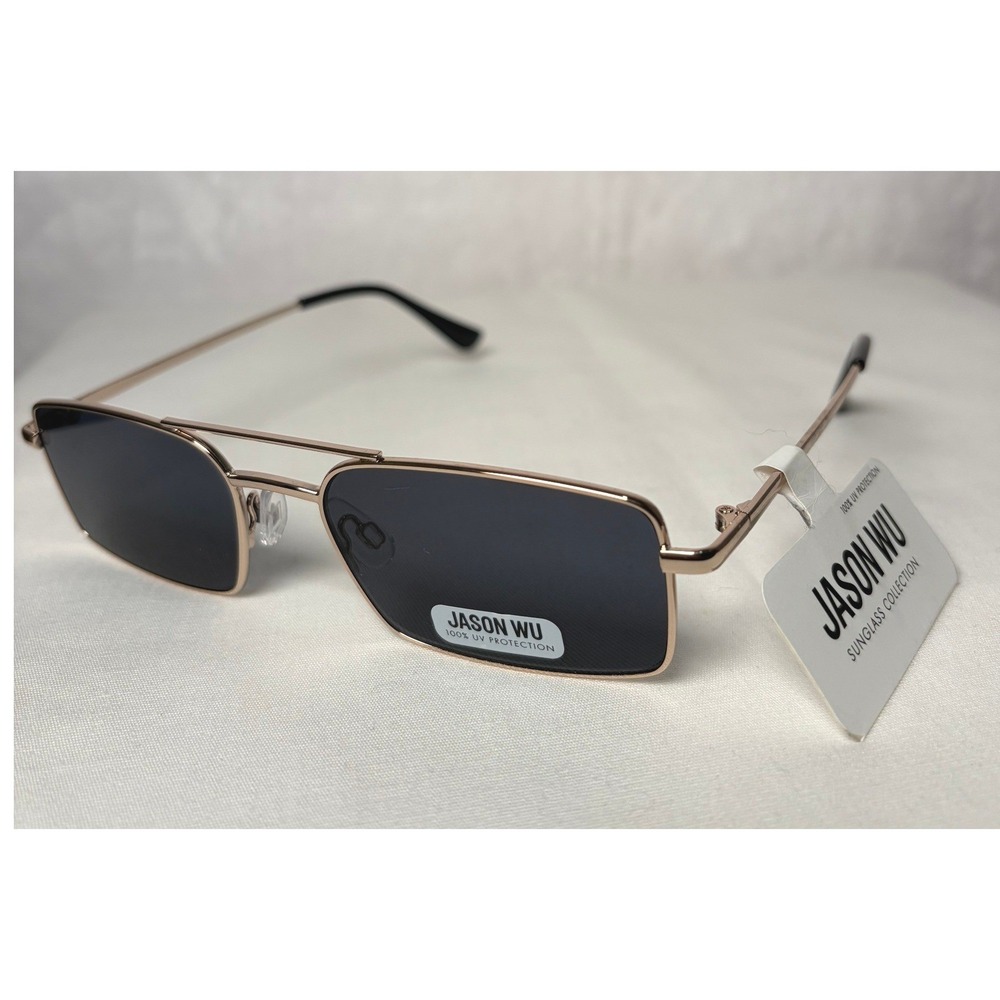 Jason Wu Sunglasses Gold Tone Rectangular Metal Frame 100% UV Protection NET